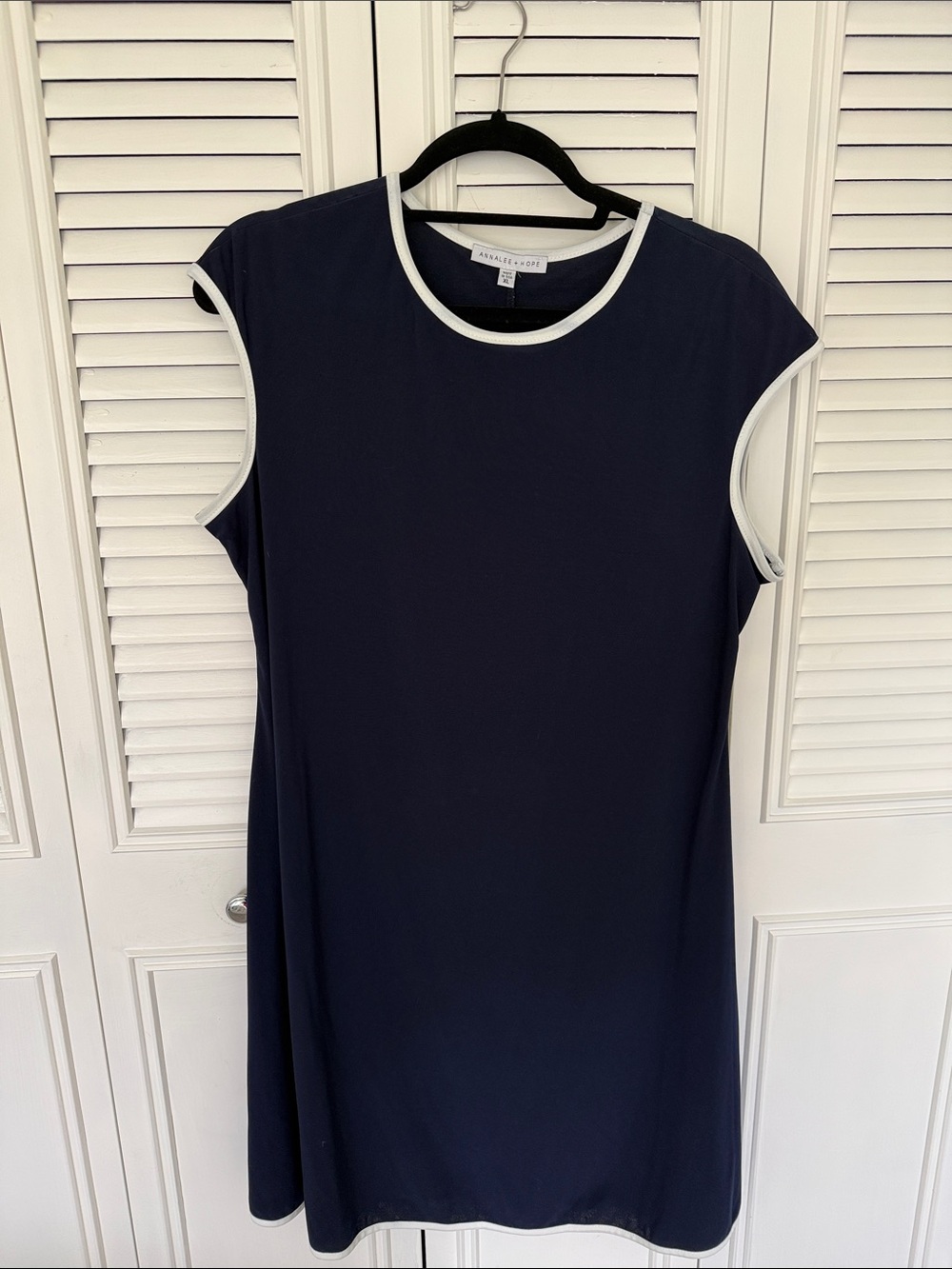 Annalee + Hope Navy Dress with White Trim